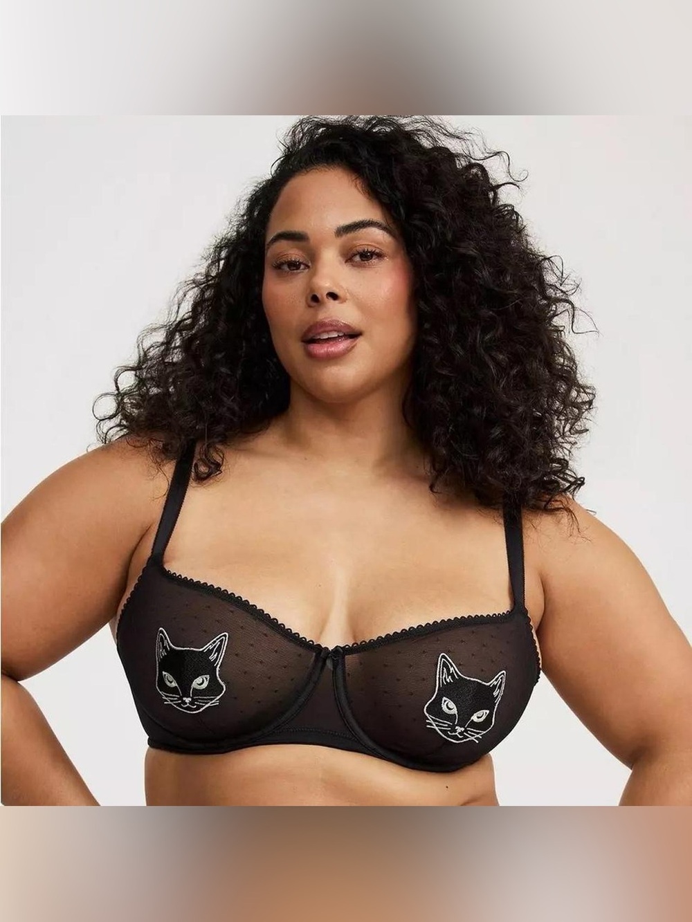 torrid Black Sheer Cat Embroidered Underwire Bra